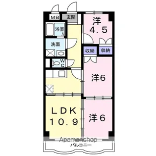 高砂Μハイツ【1階】の間取り
