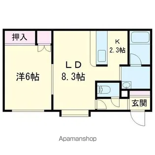 COME THIS WAY327【104号室】の間取り