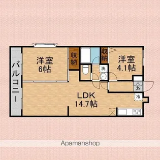 ベレーシース西原【1階】の間取り