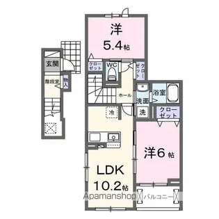 仮)六高台5丁目アパートⅡ【2階】の間取り