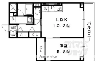 エバーグリーン御薗橋【401号室】の間取り