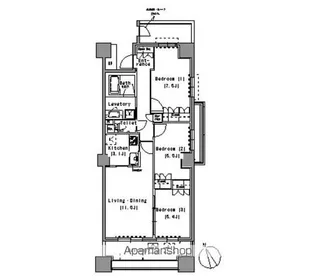 パークアクシス白壁【11階】の間取り