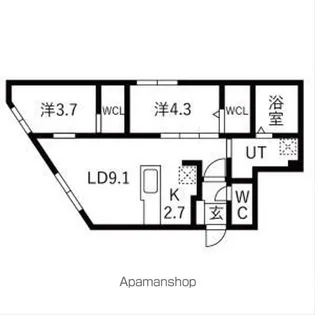 ラグランジュ円山【3階】の間取り