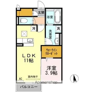 KRANE A棟【A101号室】の間取り