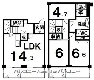 芦野マンション2号棟【4階】の間取り
