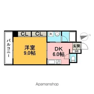 フリーデン大博【6階】の間取り