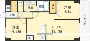 ドルミ京橋【1階】の間取り