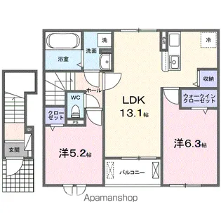 ヒカルサ久喜 スクエア【2階】の間取り