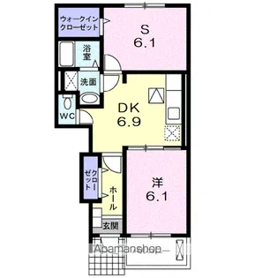 グリシーヌ アビテ【104号室】の間取り