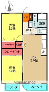 レジデンスオーシャン【202号室】の間取り