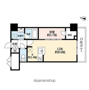パークソレイユ弐番館【8階】の間取り