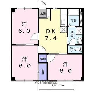 第2表ハイツ【1階】の間取り