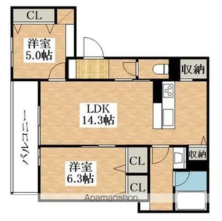 スプレンドーレ新金岡【1階】の間取り