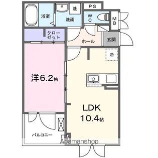 WEST RIVER Ⅱ【2階】の間取り