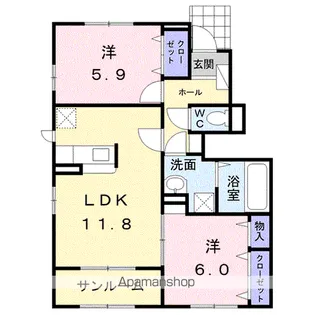 ヘーズ・グラース【1階】の間取り