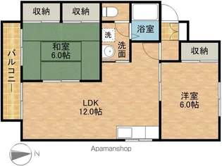 五平ハイツA【1階】の間取り