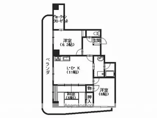 パークヒルズ6番館【601号室】の間取り