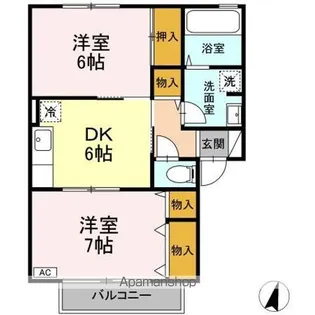 ハイカムール栗の実 B【2階】の間取り