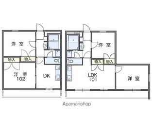 レオパレスしおかぜⅡ【101号室】の間取り