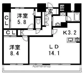 幸町シュンレジデンス【702号室】の間取り