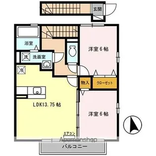 メゾンEコート A棟【201号室】の間取り