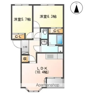 クレア雅(CREA雅)【2階】の間取り