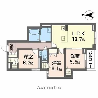シャーメゾンステージ古川西 B棟【1階】の間取り