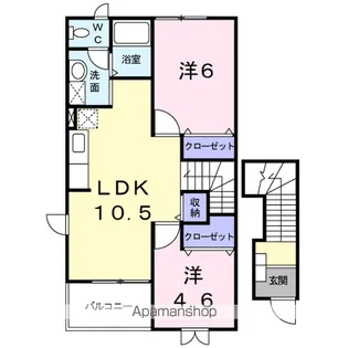ソレアード・ホソヤ B【2階】の間取り