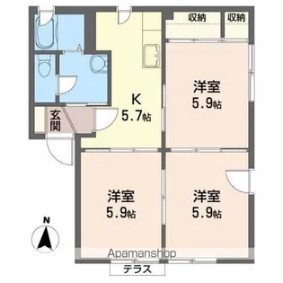 エスメラードB【1階】の間取り