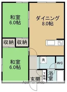 北海道網走市北二条西1丁目【アパート】の間取り