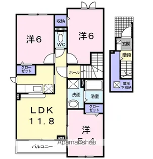 カラード カープ2号棟【2階】の間取り