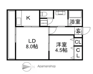 シティーハイム妻科【102号室】の間取り