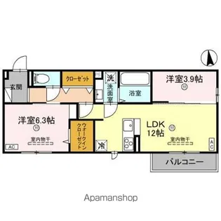 DーRESIDENCE高木中央【3階】の間取り