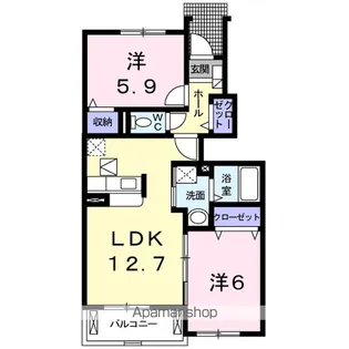 グランディスB【1階】の間取り