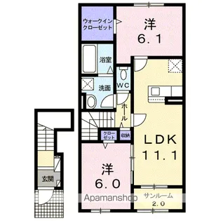 サニーテラス A【202号室】の間取り