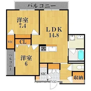 シャーメゾン フェリシード【3階】の間取り