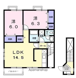 ハートフル鴨島 B【2階】の間取り