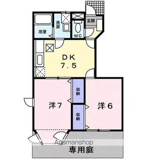 クレストールたんぽぽB【1階】の間取り