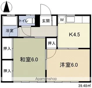 コーポしらさぎ【D-2号室】の間取り