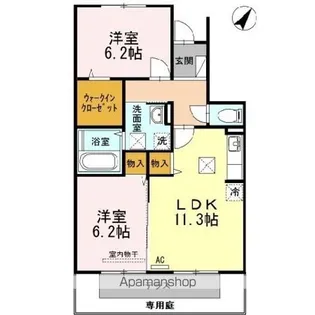 カーザ ナチュラーレ A・B棟【1階】の間取り