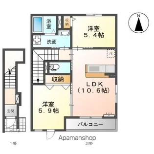 2LDKの間取り画像