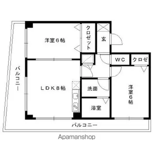 フリューゲル高砂【401号室】の間取り