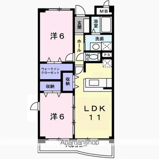 ラ・コモード【1階】の間取り