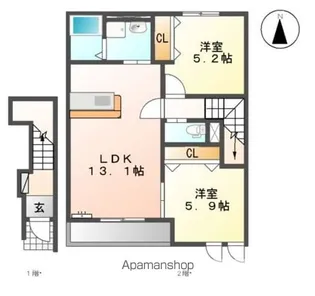 サニーアース【201号室】の間取り