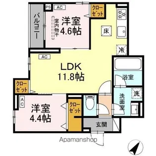 セレスティア綾瀬【1階】の間取り
