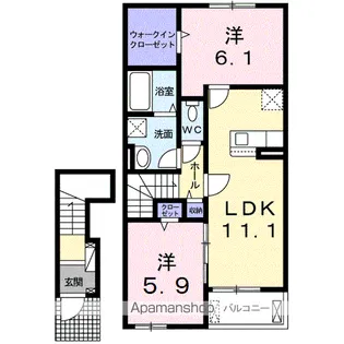 プラシードフォレスタ ピーチⅡ【203号室】の間取り