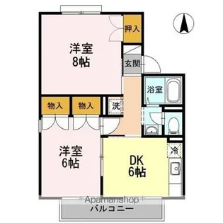 2DKの間取り画像