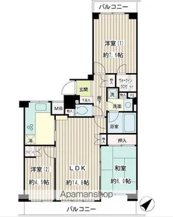 保土ヶ谷桜ヶ丘パークホームズ弐番館【405号室】の間取り