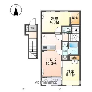 笹谷字古屋前アパート【203号室】の間取り
