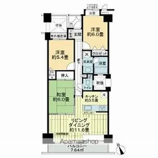 ライオンズガーデン武蔵関公園弐番館【3階】の間取り